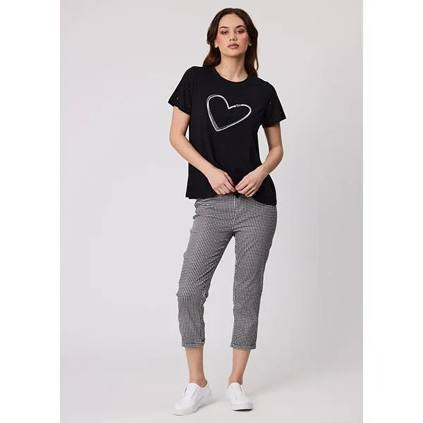 Heart Diamante Tee Black