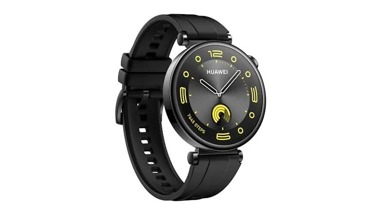 Huawei Watch GT 4 Smartwatch - Stainless steel Case with Black Fluoroelastomer Band (41mm Case, GPS, Bluetooth)