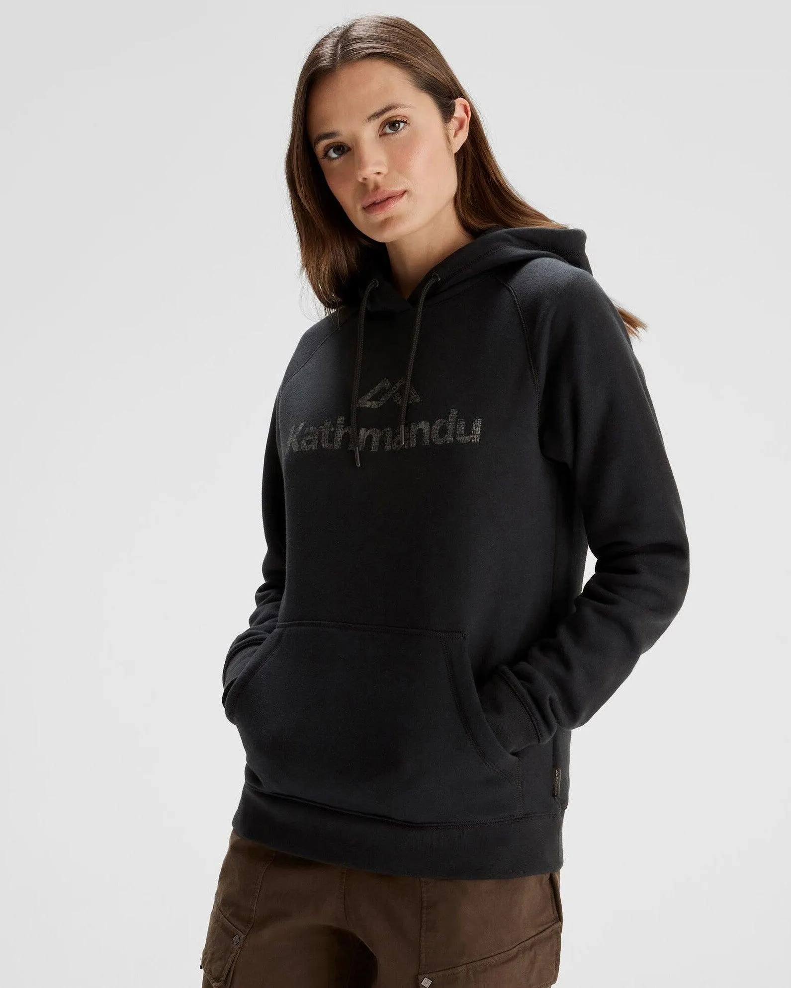 Women's Kathmandu Logo Hoodie - Black
