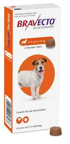 Bravecto Chewable Tablet Flea Treatment For Small Dogs 4.5 To 10kg - 1 Pac