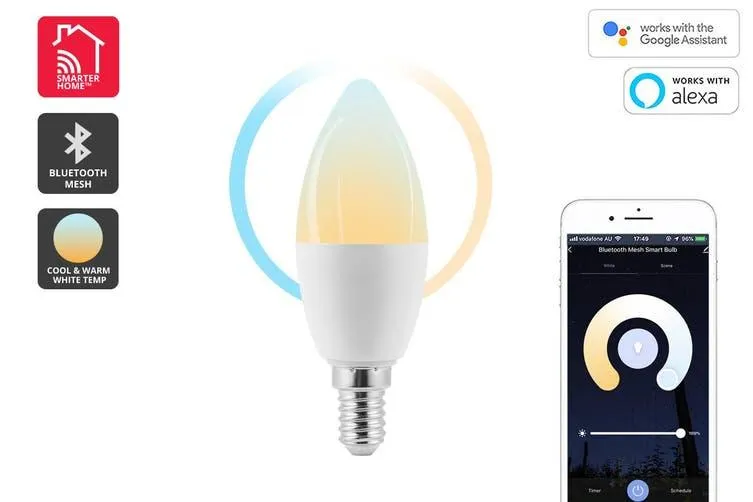 Kogan SmarterHome™ 5W Cool & Warm White Smart LED Bulb (E14, Bluetooth Mesh)
