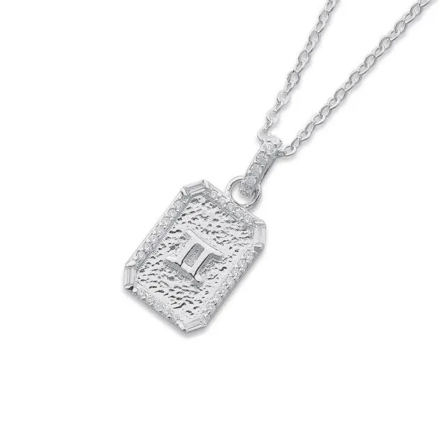 Sterling Silver Cubic Zirconia Gemini Pendant with Chain