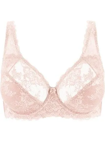 Women's Full Figure Stretch Lace Underwire Bra in Beige