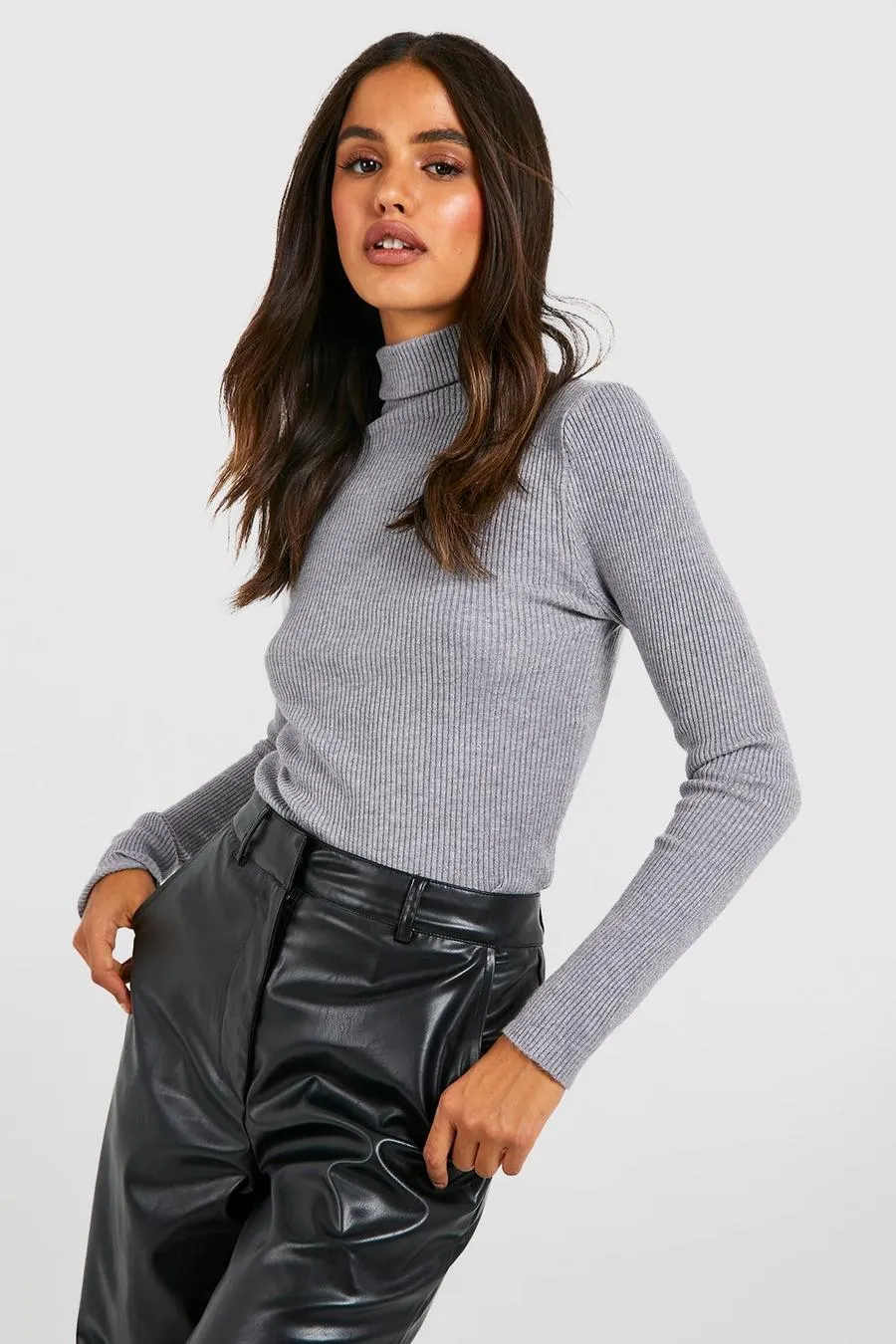 Basic Roll Neck Knitted Jumper