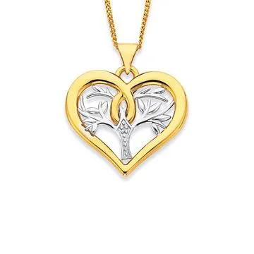 9ct Two Tone, Diamond Set Tree of Life Pendant