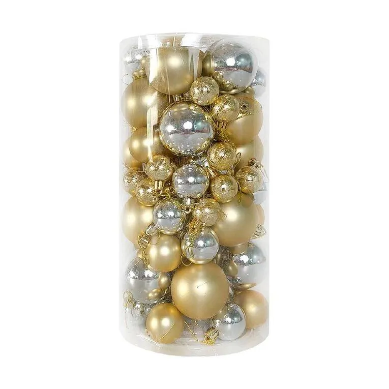 Wonderland Christmas Baubles Mixed Gold & Silver 80 Pack