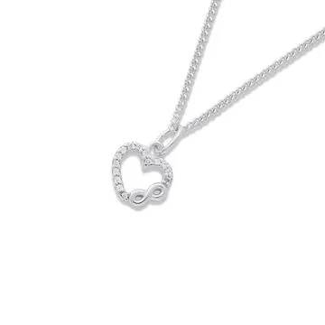 Sterling Silver Cubic Zirconia Heart Infinity Pendant