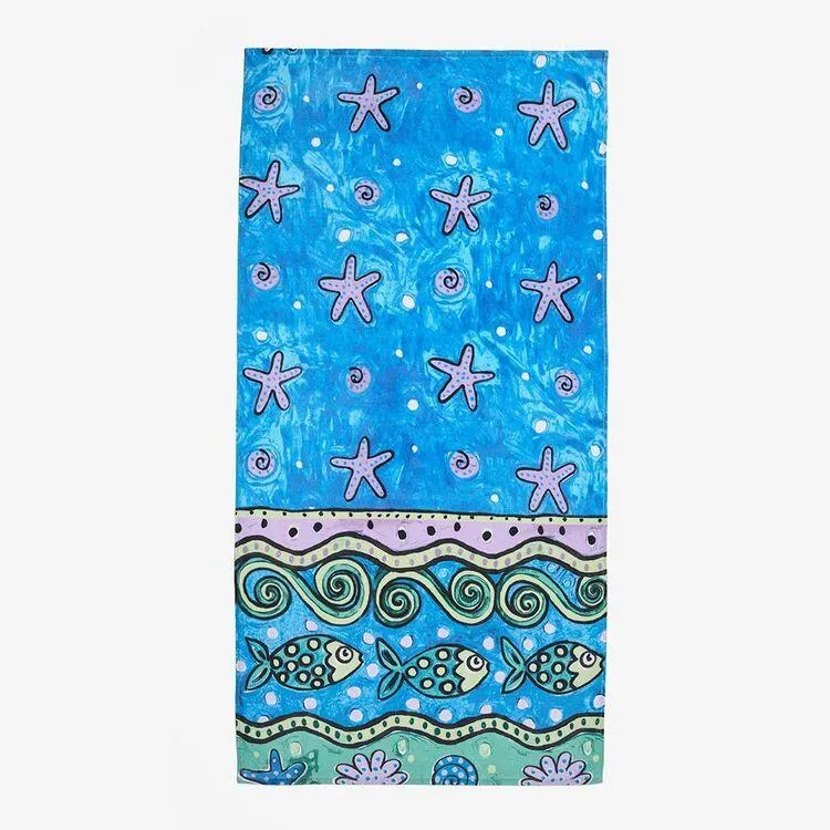Cathie Maney Whitsunday Tide Beach Towel Blue 80 x 160 cm