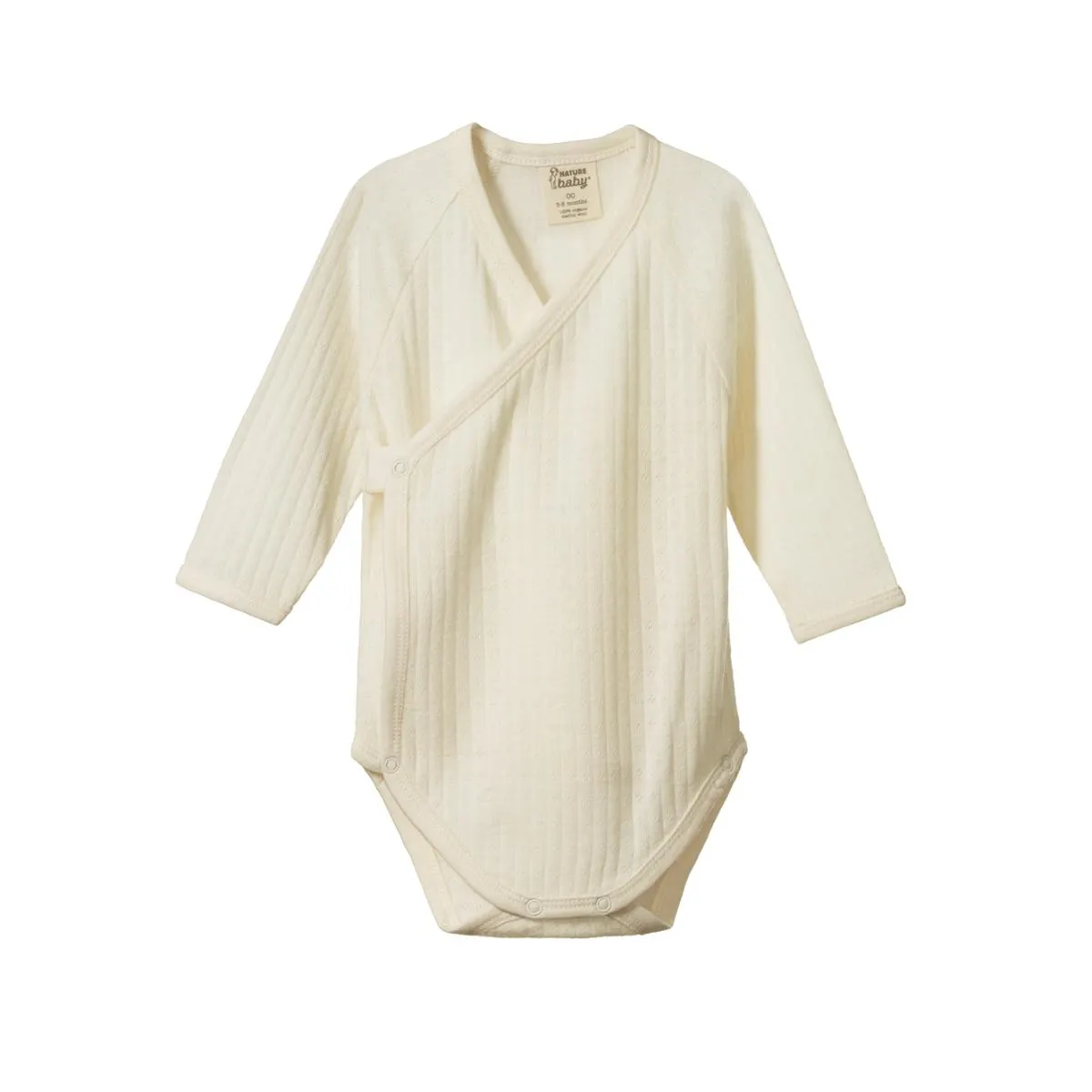 Merino Pointelle Long Sleeve Kimono Bodysuit