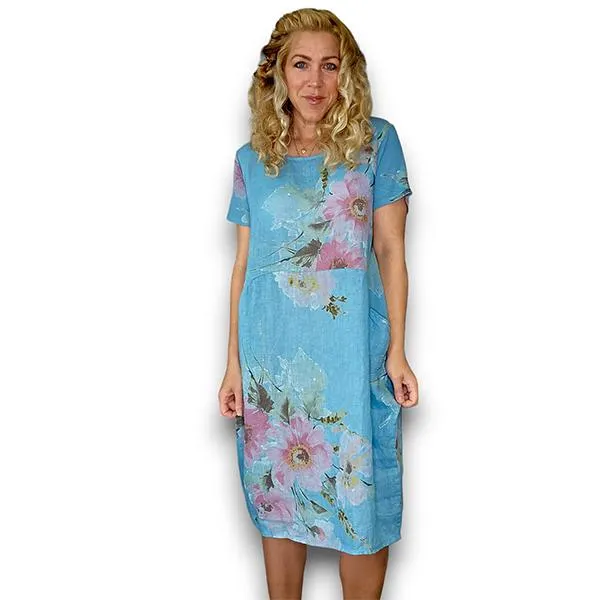 Meadow Bloom Jungle Dress Light Turquoise