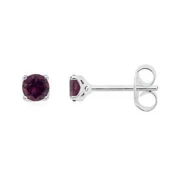 Sterling Silver Purple CZ 4mm Stud Earrings