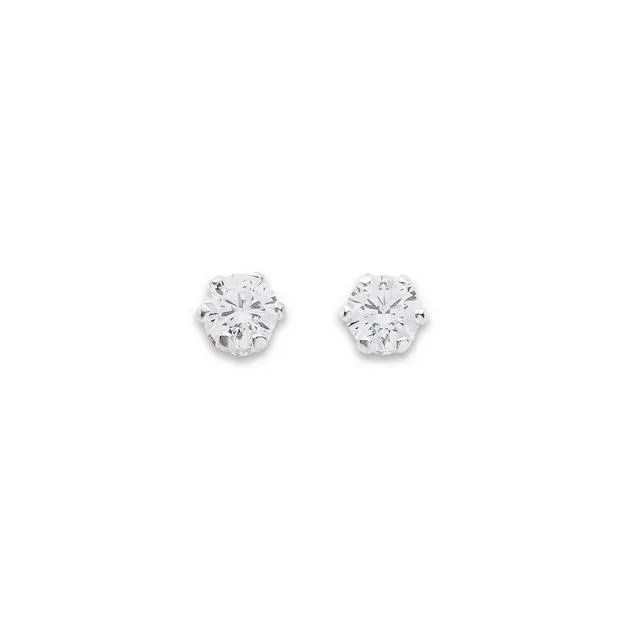 Sterling Silver 3MM Cubic Zirconia Solitare Stud Earrings