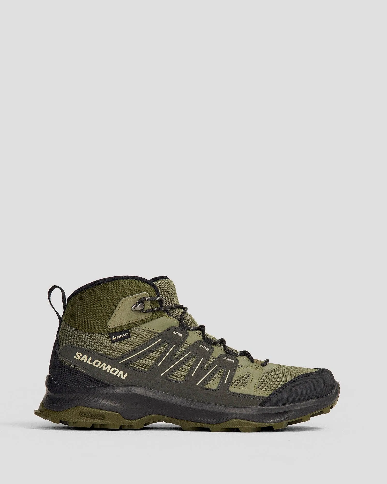 Men's Salomon Grivola Mid Waterproof Hiking Boots - Deep Lichen Green/ Black/Olive Night