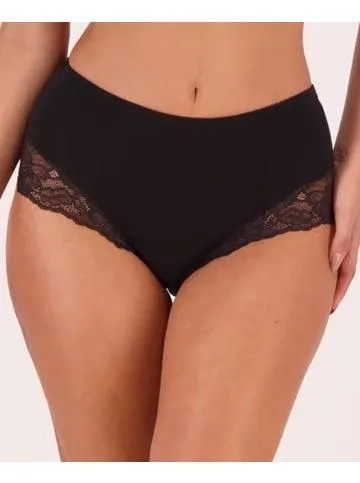 Women's Lace Trim Full Briefs in Black