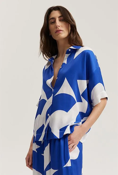Print Short Sleeve Cupro Shirt