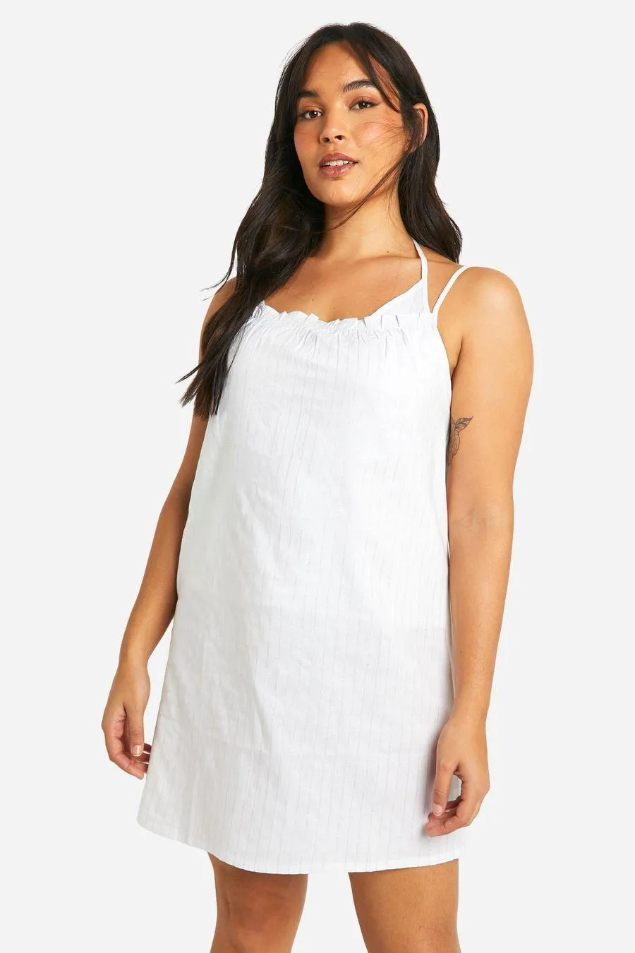 Plus Pinstripe Strappy Cami And Short Pyjama Set