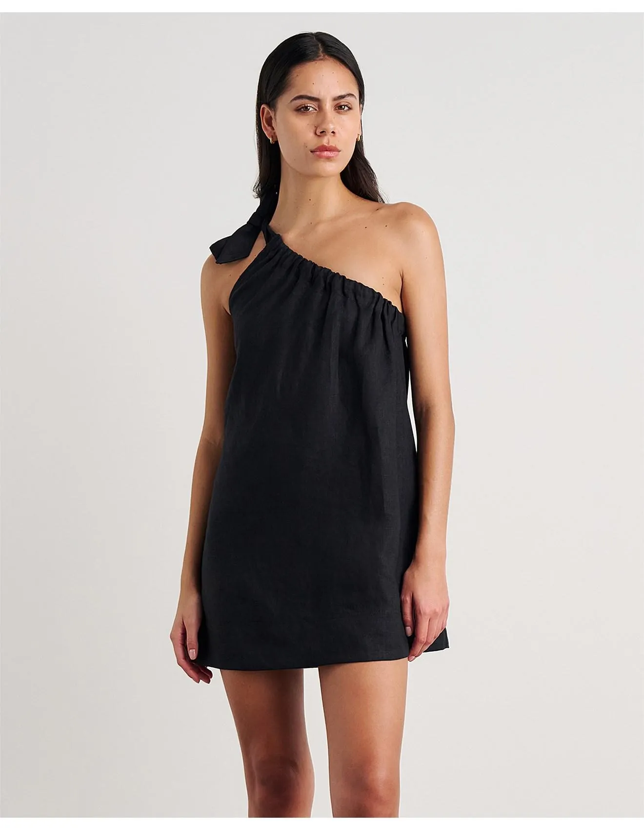 ARIEL ONE SHOULDER LINEN DRESS