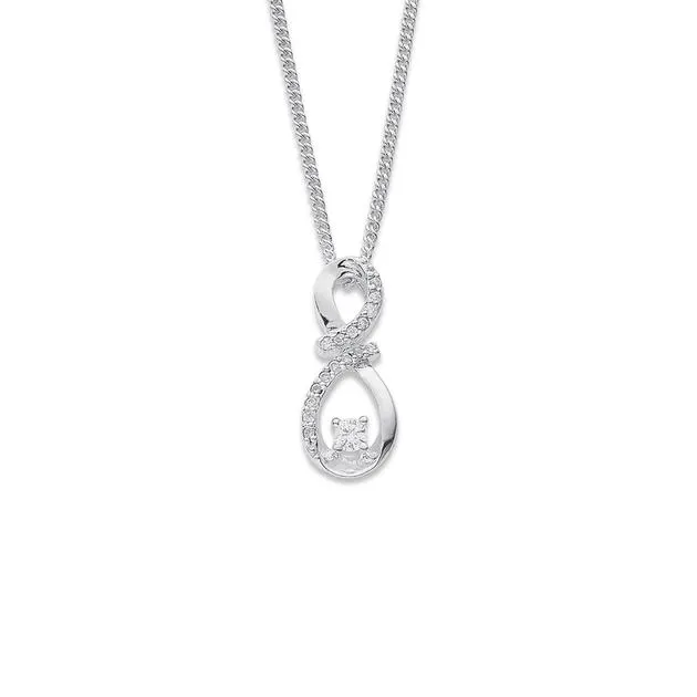 Sterling Silver Cubic Zirconia Twist Knot Pendant