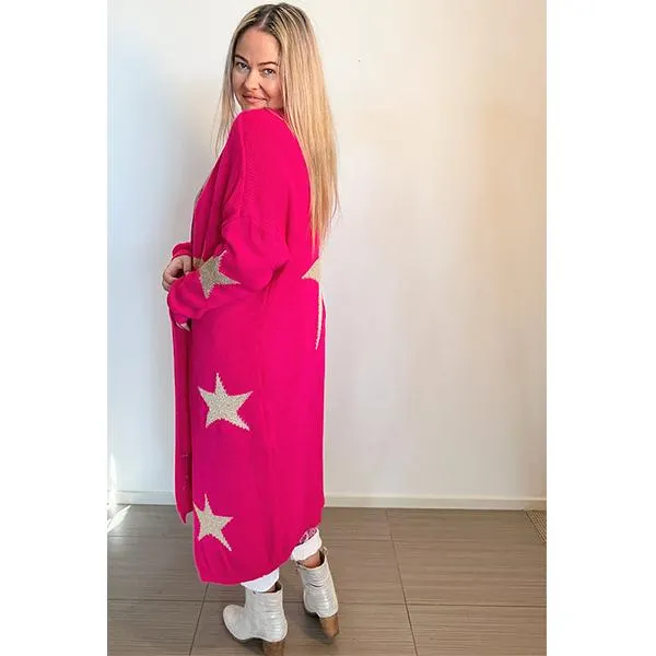 Knit Star Cardi Jacket Fuchsia