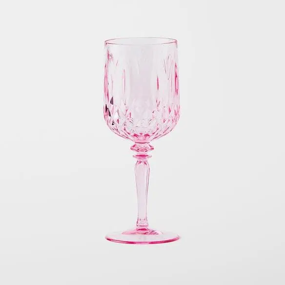Crystal Look Wine Glass - Pink