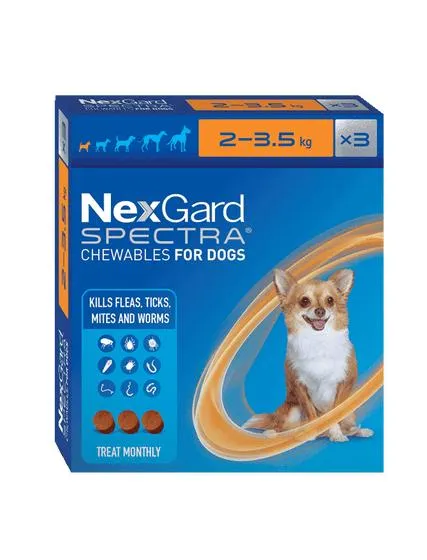 Nexgard Spectra Flea Tick & Worm Chewable 2kg-3.5kg - 3 Pack
