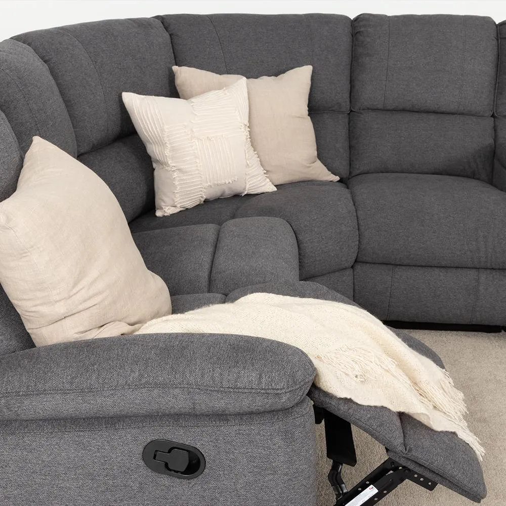 Aiden Recliner Corner Suite, Dark Grey