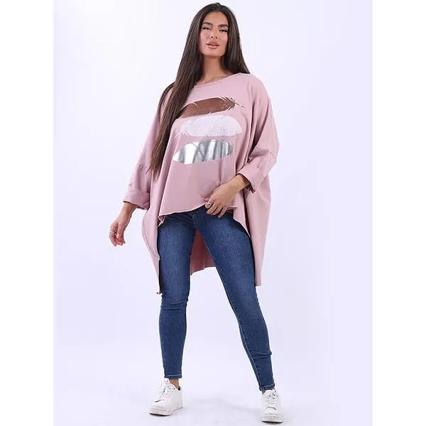 Italian 3 feather Sweatshirt Pink