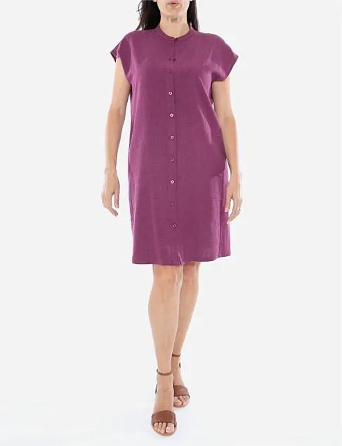 SHORT SLEEVE LOOSE BUTTON UP DRESS