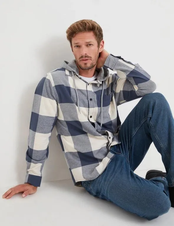 Rivers Flannel Long Sleeve Shirt With Hood