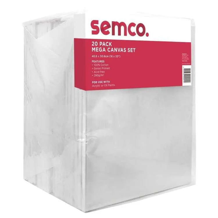 Semco Mega Canvas 20 Pack White 16 x 20 in