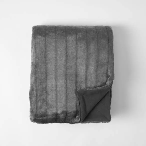 Faux Fur Throw - Dark Grey