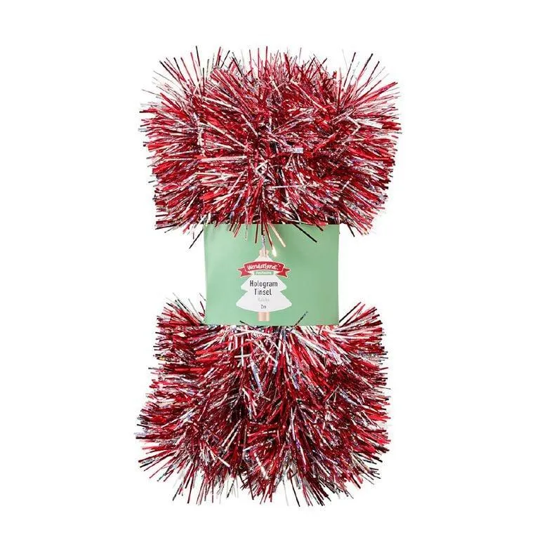 Wonderland Fun Festive Hologram Tinsel Assorted 2m