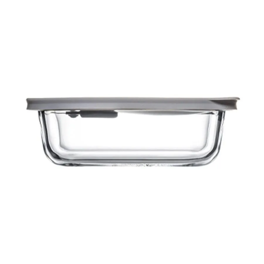 ClickClack Cook+ Rectangle 0.4L Heatproof Glass Container Set of 4 Grey
