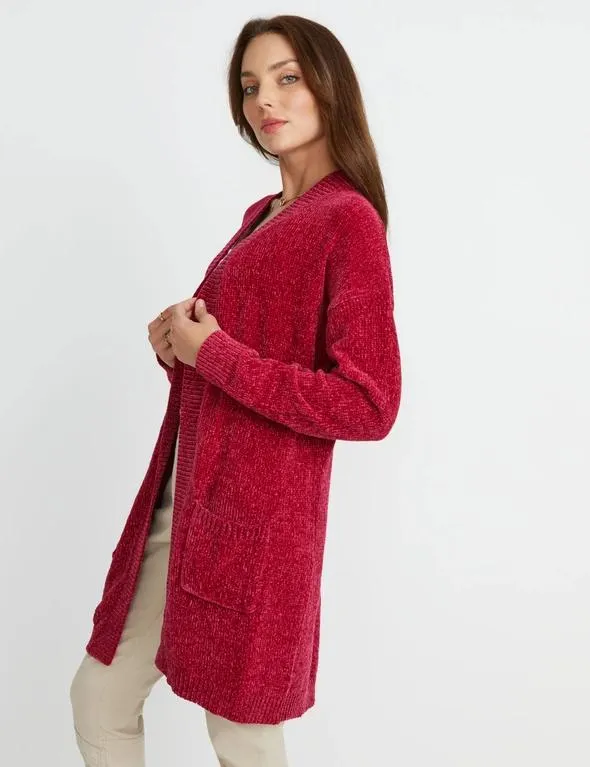 Rockmans Long Sleeve Chenille Knit Cardigan