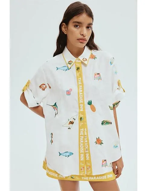 BLUE MARLIN EMBROIDERED SHIRT