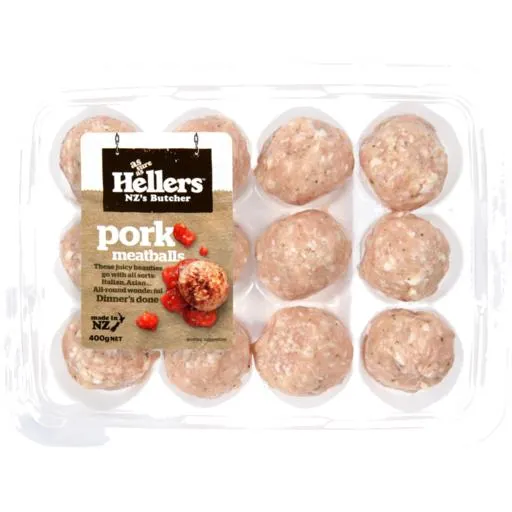 Hellers Meatballs Free Farmed Pork 12 Pack