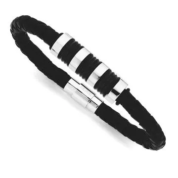 Chisel Stainless Steel & Leather Bracelet