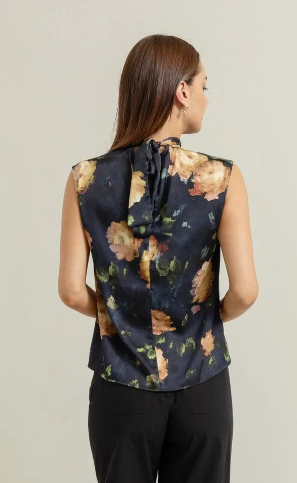 Satin High Neck Shell Top