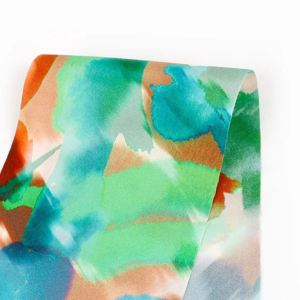 Vibrant Painted Silk Satin - Green Mix