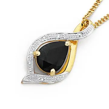 9ct Sapphire & Diamond Twist Pendant