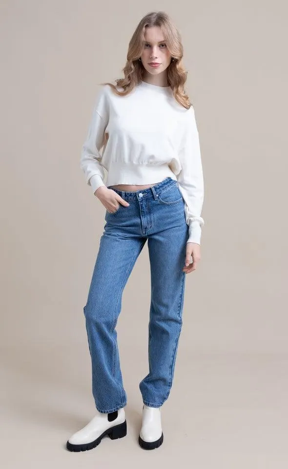 Mid Rise Straight Leg Jean