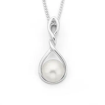 Sterling Silver Freshwater Pearl Twist Pendant