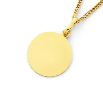 9ct, 12mm Round Engravable Disc Pendant