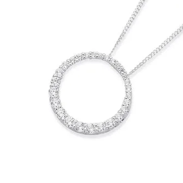 Sterling Silver CZ Circle Pendant