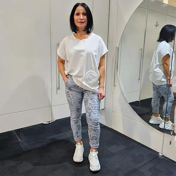 Floral Magic Pants Denim Blue