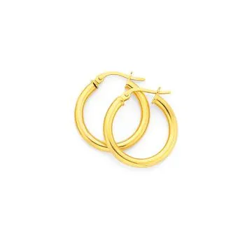 9ct 15mm Polished Hoop Earrings