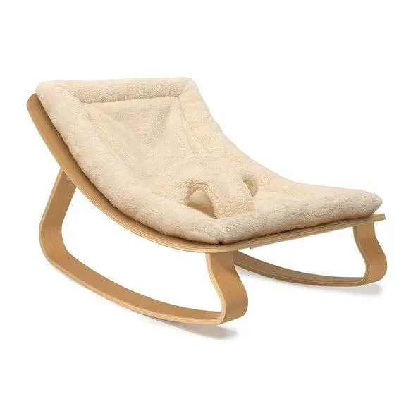 Charlie Crane Baby Rocker Levo - Beech with Fur Milk Cushion