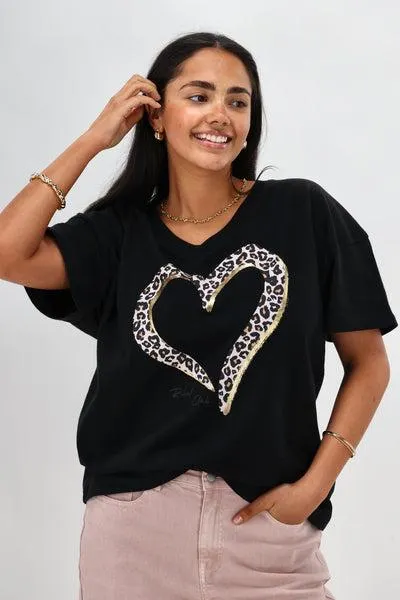 Rebel Club Brushed Heart Relaxed V Te...