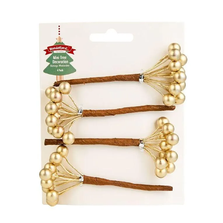 Wonderland Mini Bauble Pick Christmas Tree Decorations 4 Pack