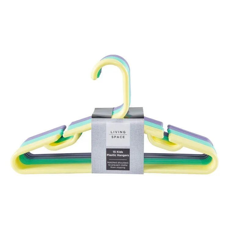 Living Space Kids Plastic Hanger 15 Pack Multicoloured